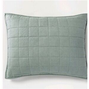 Casaluna Heavyweight Rayon Linen Euro Quilted Sham in Sage Green